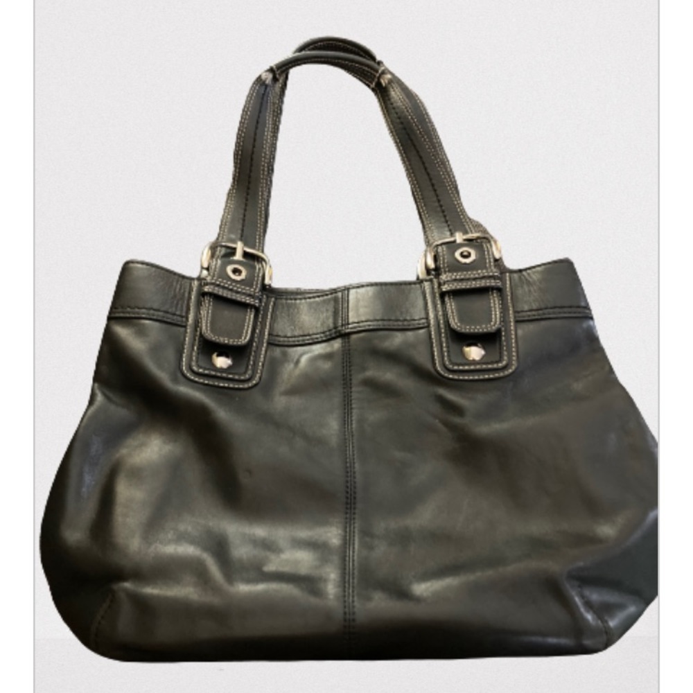 COACH VINTAGE Black Leather Hampton Soho Pleated Shoulder Bag